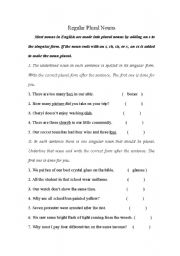 English Worksheet: regular plural nouns