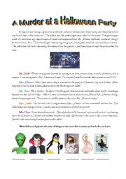 English Worksheet: A murder at a Halloween party