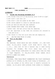 English Worksheet: test unit 5-9 new headway elementary