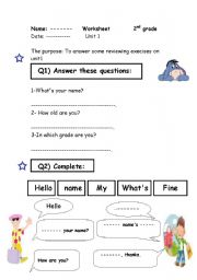 English Worksheet: different execises for kids