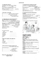 English Worksheet: quiz exam