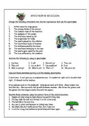 English Worksheet: Apostrophe revision