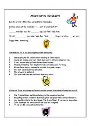 English worksheet: Apostrophe revision