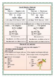 English Worksheet: There is / There are + article