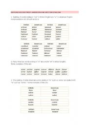 English Worksheet: differences between American and British English