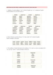 English worksheet: differences between American and British English