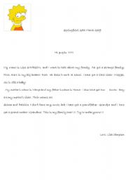 English Worksheet: Lisa SIMPSONs letter