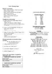 English Worksheet: meeting people