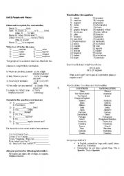 English Worksheet: people and places