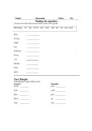English Worksheet: Finding the opposite