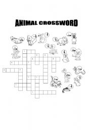 English Worksheet: animal crossword