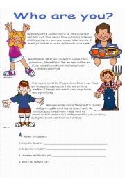 English Worksheet: Reading - who are you?