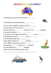 English worksheet: australia quizz