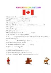 English worksheet: how much do you know about canada