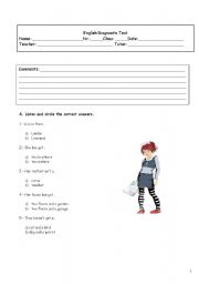 English worksheet: English test - Part 1