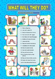 English Worksheet: WHAT WILL THEY DO? - MATCHING