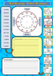 English Worksheet: TELLING THE TIME and DAILY ROUTINE