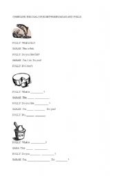 English worksheet: Food: complete the dialogue