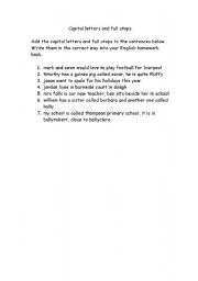 English worksheet: Capitals and full stops