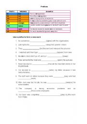 English Worksheet: PREFIXES