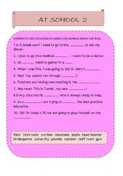 English worksheet: School vocabulary part 2