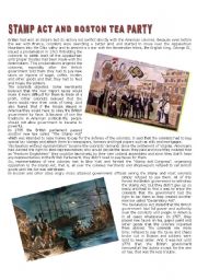 English Worksheet: Stamp Act a nd Boston Tea Party