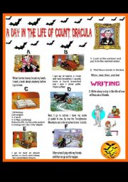 English Worksheet: A day in the life of count Dracula