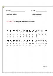 English worksheet: Braille activity