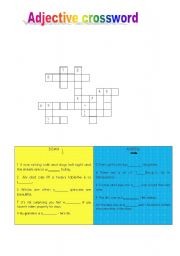 English worksheet: Adjective crossword