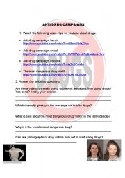 English Worksheet: DRUG conversation - anti drug campaigns