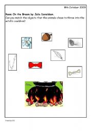 English worksheet: Room on the broom matching activity