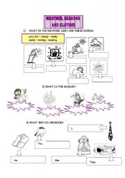 English Worksheet: WEATHER, SEASONS AND CLOTHES