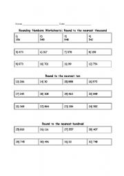 English worksheet: Rounding Mixed Review