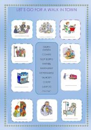 English Worksheet: Lets go for a walk in town