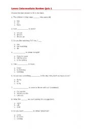 English Worksheet: lower intermediate level quiz
