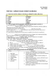 English Worksheet: Cultural values & vocabulary related