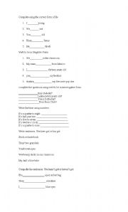 English worksheet: TO BE