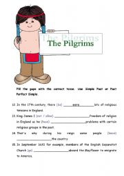 English worksheet: the pilgrins 