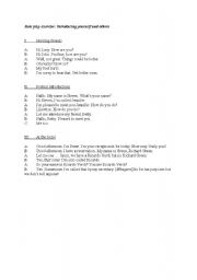 English worksheet: Introductions role play