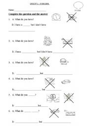 English Worksheet: quiz what do you have and dont have...?