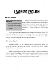 English Worksheet: Learning English