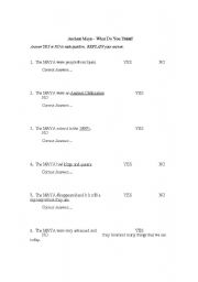English Worksheet: Ancient Maya Anticipatory Guide 