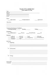 English Worksheet: lesson plan blank