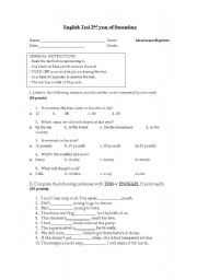 English Worksheet: English test.