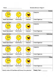 English Worksheet: Behavior Chart