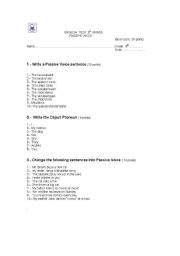 English worksheet: A pssive voice test