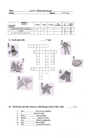 English worksheet: Past Tense Test