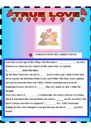English Worksheet: love story!! (READING AND GAP-FILL EXERCISE) B&W version included