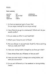 English Worksheet: FOOD