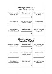 Have you ever~? Interview BINGO